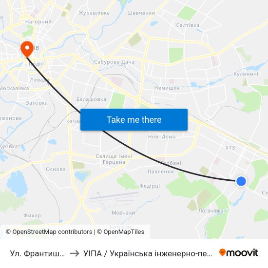 Ул. Франтишка Крала to УІПА / Українська інженерно-педагогічна академія map