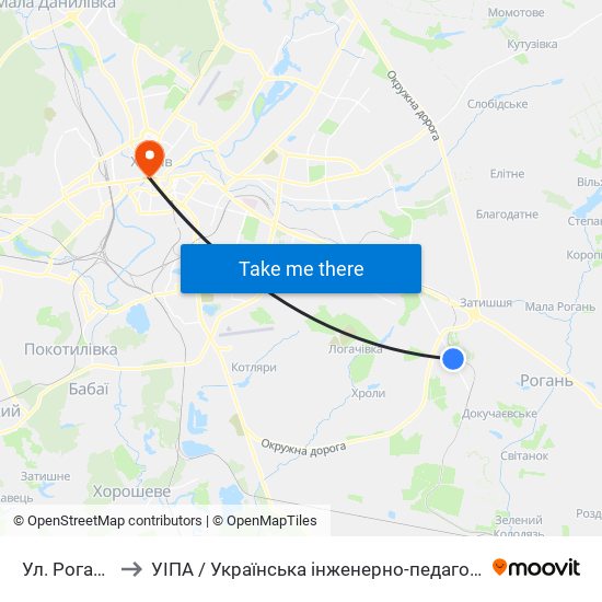 Ул. Роганская to УІПА / Українська інженерно-педагогічна академія map