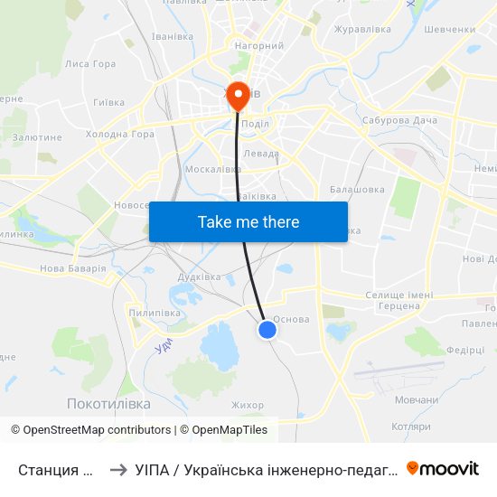 Станция Основа to УІПА / Українська інженерно-педагогічна академія map