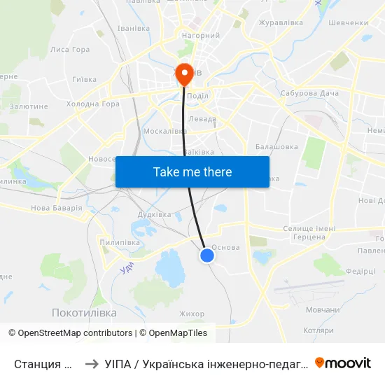 Станция Основа to УІПА / Українська інженерно-педагогічна академія map