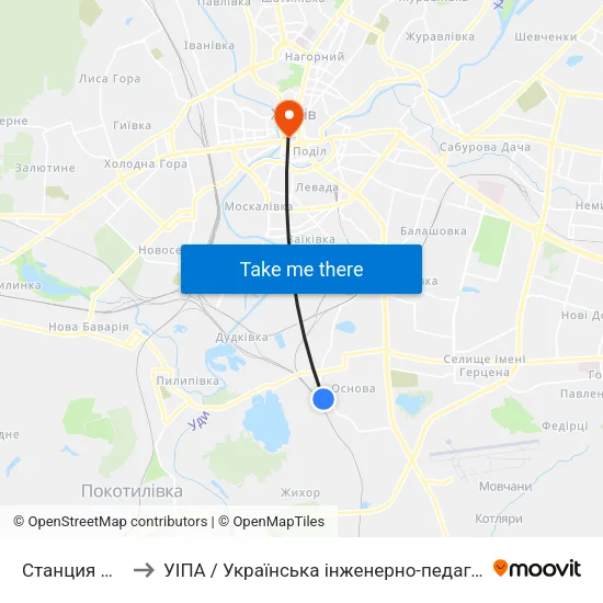 Станция Основа to УІПА / Українська інженерно-педагогічна академія map