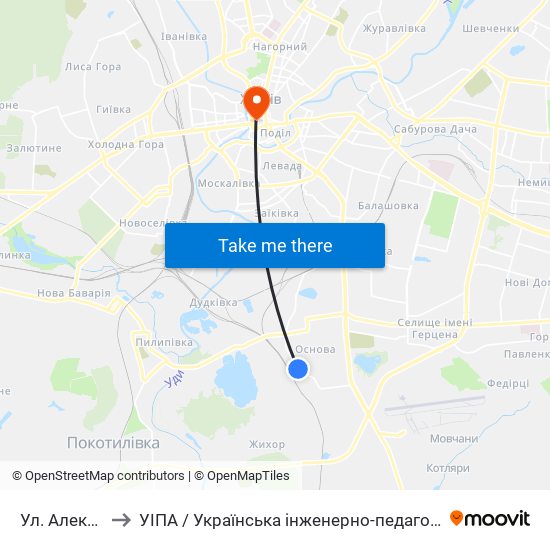 Ул. Алексеева to УІПА / Українська інженерно-педагогічна академія map