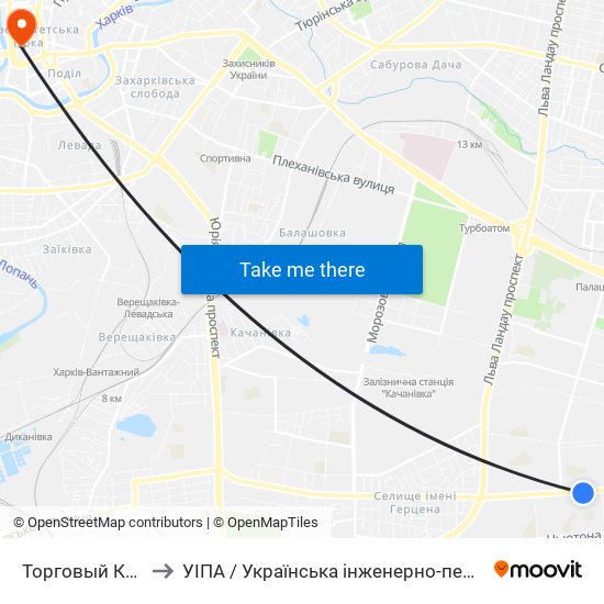 Торговый Комплекс to УІПА / Українська інженерно-педагогічна академія map