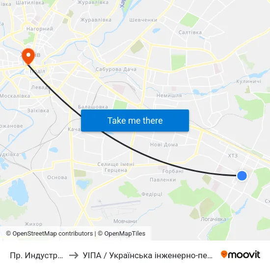Пр. Индустриальный to УІПА / Українська інженерно-педагогічна академія map