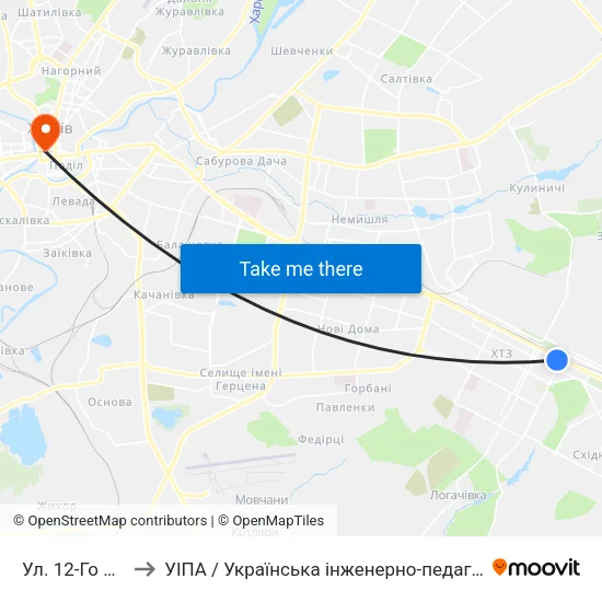 Ул. 12-Го Апреля to УІПА / Українська інженерно-педагогічна академія map
