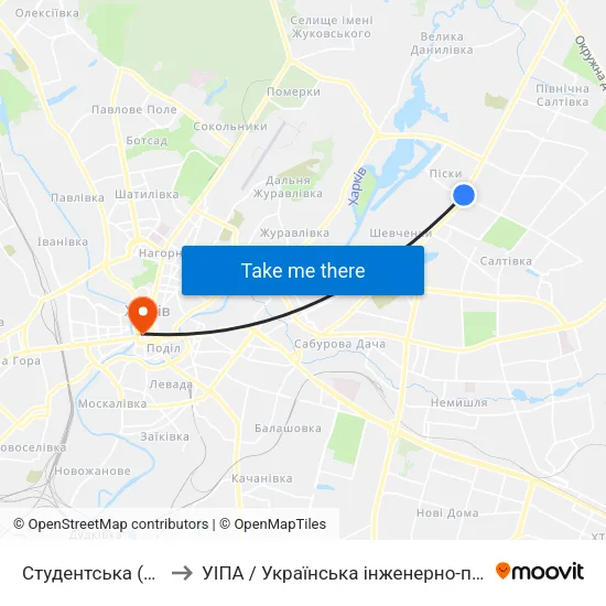 Студентська (Studentska) to УІПА / Українська інженерно-педагогічна академія map