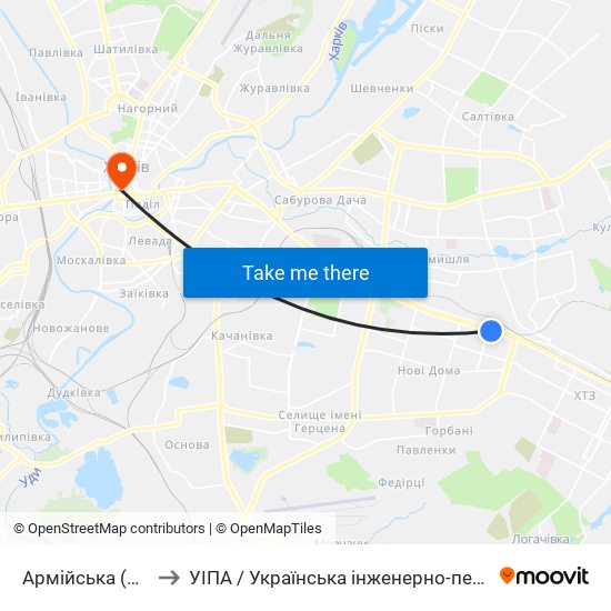 Армійська (Armiyska) to УІПА / Українська інженерно-педагогічна академія map