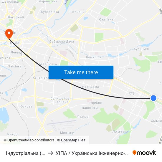 Індустріальна (Industrialna) to УІПА / Українська інженерно-педагогічна академія map
