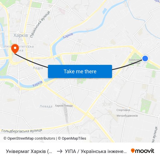 Універмаг Харків (Универмаг Харьков) to УІПА / Українська інженерно-педагогічна академія map