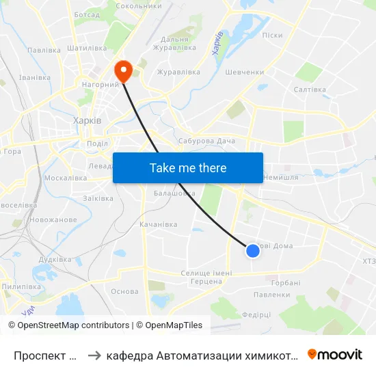 Проспект Петра Григоренка, 11 to кафедра Автоматизации химикотехнологических систем и экологического мониторинга map