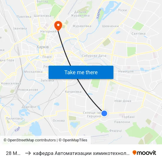 28 Микрорайон to кафедра Автоматизации химикотехнологических систем и экологического мониторинга map