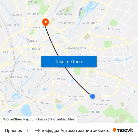 Проспект Героїв Сталінграду, 169/24 to кафедра Автоматизации химикотехнологических систем и экологического мониторинга map