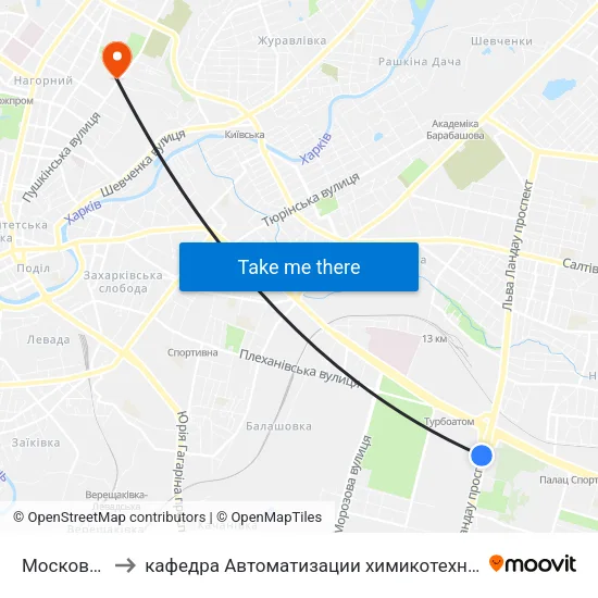 Московский Проспект to кафедра Автоматизации химикотехнологических систем и экологического мониторинга map