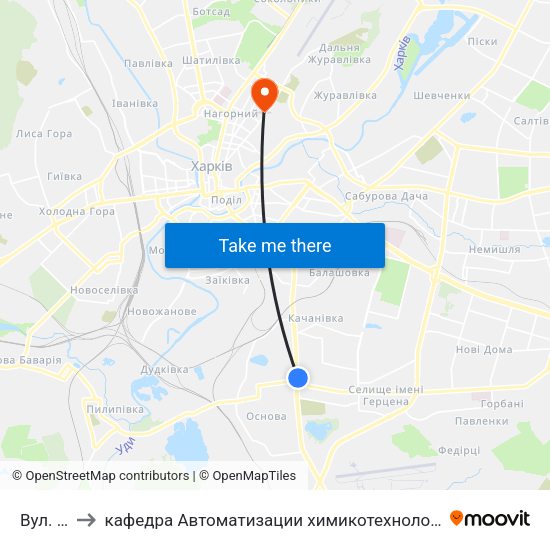 Вул. Одеська to кафедра Автоматизации химикотехнологических систем и экологического мониторинга map