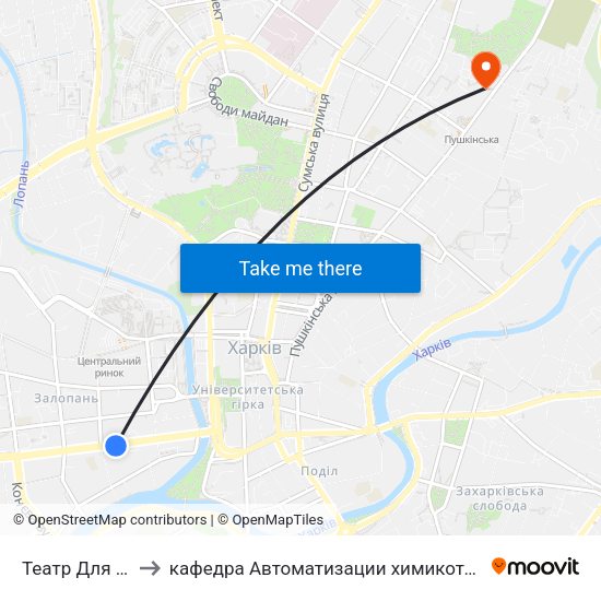 Театр Для Детей И Юношества to кафедра Автоматизации химикотехнологических систем и экологического мониторинга map