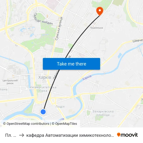 Пл. Рыбный to кафедра Автоматизации химикотехнологических систем и экологического мониторинга map