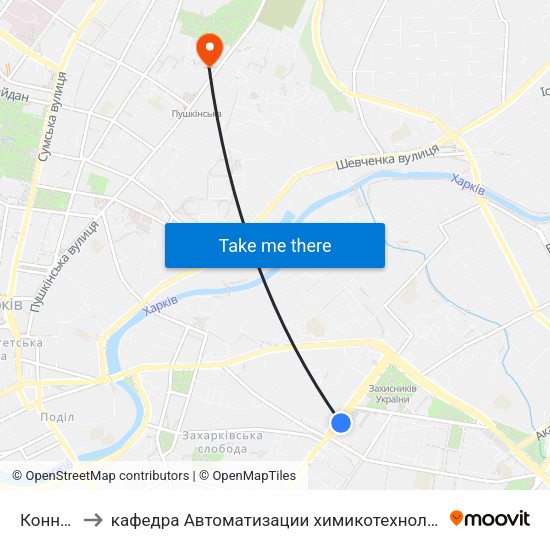 Конный Рынок to кафедра Автоматизации химикотехнологических систем и экологического мониторинга map