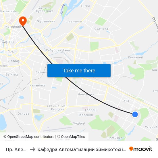 Пр. Александровский to кафедра Автоматизации химикотехнологических систем и экологического мониторинга map