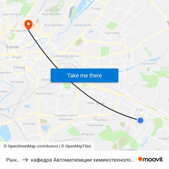 Рынок "Хтз" to кафедра Автоматизации химикотехнологических систем и экологического мониторинга map