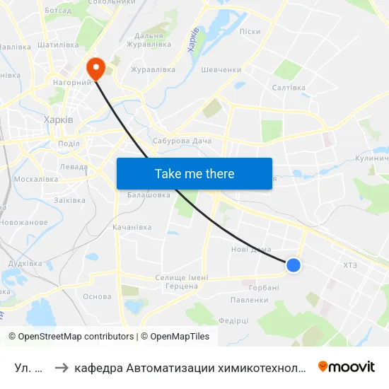 Ул. Осипенко to кафедра Автоматизации химикотехнологических систем и экологического мониторинга map