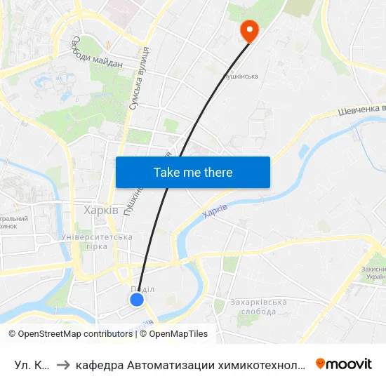Ул. Кузнечная to кафедра Автоматизации химикотехнологических систем и экологического мониторинга map