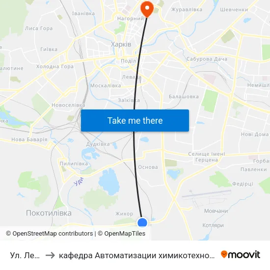 Ул. Ленкоранская to кафедра Автоматизации химикотехнологических систем и экологического мониторинга map