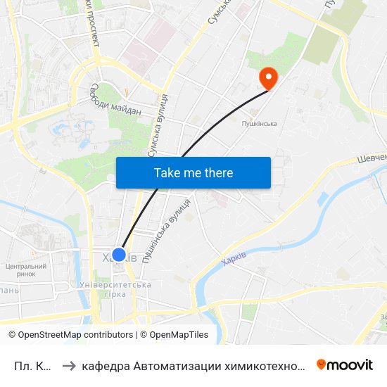 Пл. Конституции to кафедра Автоматизации химикотехнологических систем и экологического мониторинга map