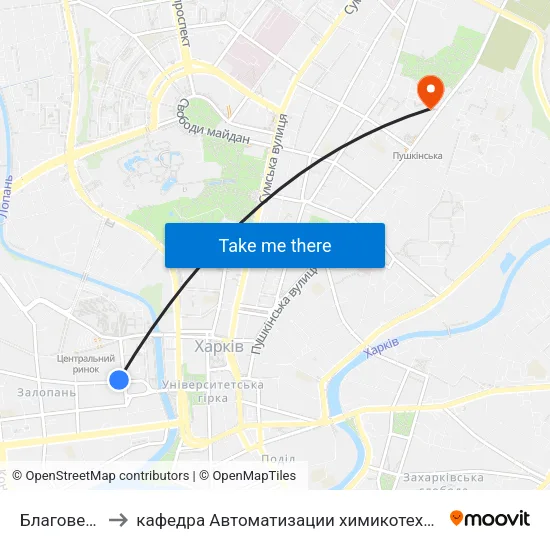 Благовещенский Собор to кафедра Автоматизации химикотехнологических систем и экологического мониторинга map