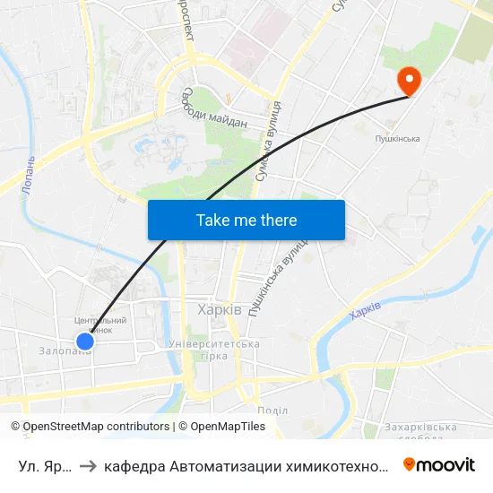 Ул. Ярославская to кафедра Автоматизации химикотехнологических систем и экологического мониторинга map