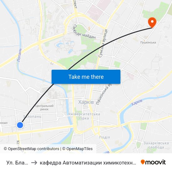 Ул. Благовещенская to кафедра Автоматизации химикотехнологических систем и экологического мониторинга map