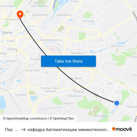 Пер. Тюленина to кафедра Автоматизации химикотехнологических систем и экологического мониторинга map