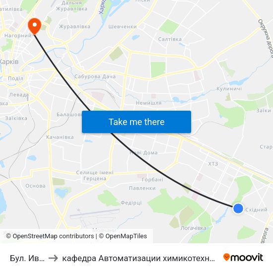 Бул. Ивана Каркача to кафедра Автоматизации химикотехнологических систем и экологического мониторинга map
