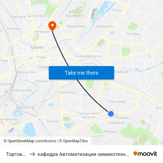 Торговый Комплекс to кафедра Автоматизации химикотехнологических систем и экологического мониторинга map