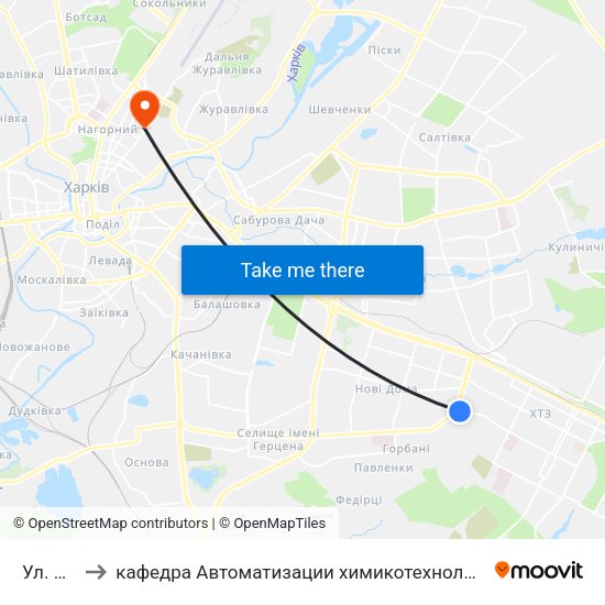 Ул. Осипенко to кафедра Автоматизации химикотехнологических систем и экологического мониторинга map