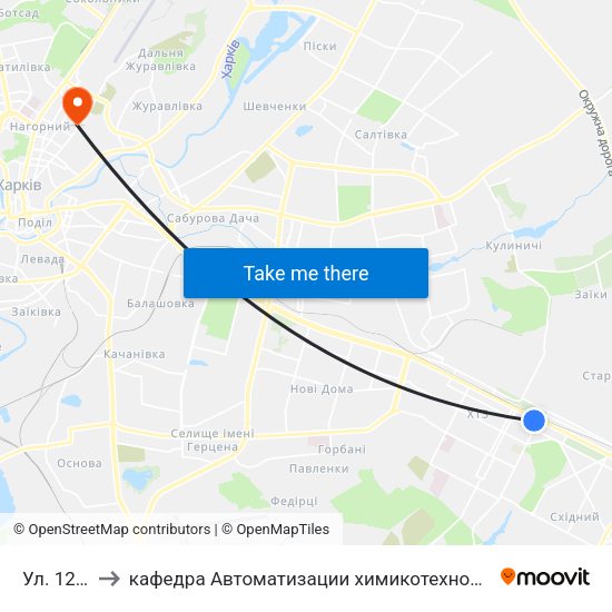 Ул. 12-Го Апреля to кафедра Автоматизации химикотехнологических систем и экологического мониторинга map