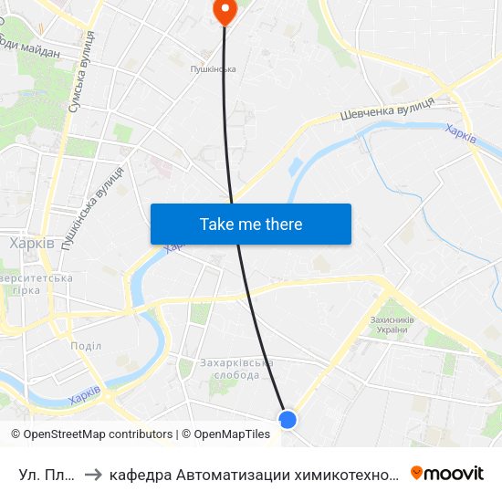 Ул. Плехановская to кафедра Автоматизации химикотехнологических систем и экологического мониторинга map
