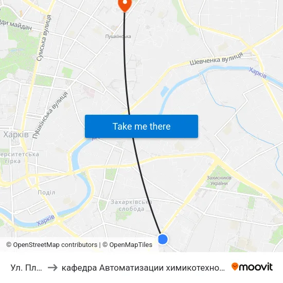 Ул. Плехановская to кафедра Автоматизации химикотехнологических систем и экологического мониторинга map