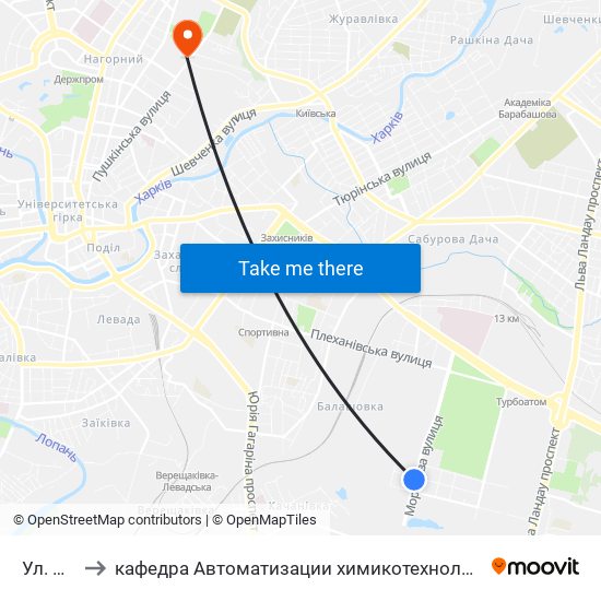 Ул. Мухачова to кафедра Автоматизации химикотехнологических систем и экологического мониторинга map