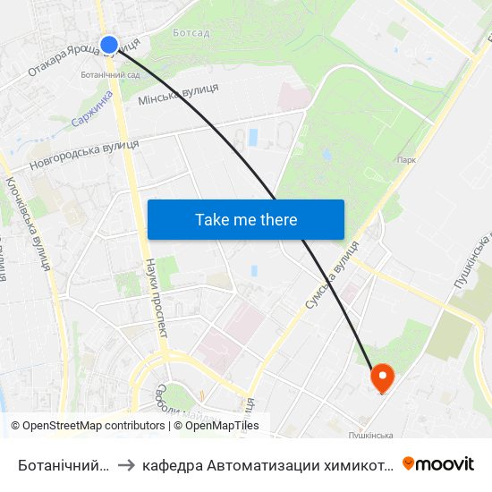 Ботанічний Сад (Botanichyni Sad) to кафедра Автоматизации химикотехнологических систем и экологического мониторинга map