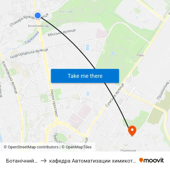 Ботанічний Сад (Botanichyni Sad) to кафедра Автоматизации химикотехнологических систем и экологического мониторинга map