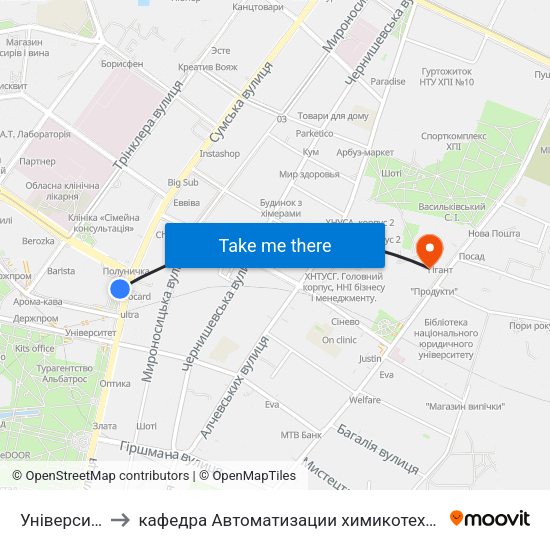 Університет (Universytet) to кафедра Автоматизации химикотехнологических систем и экологического мониторинга map