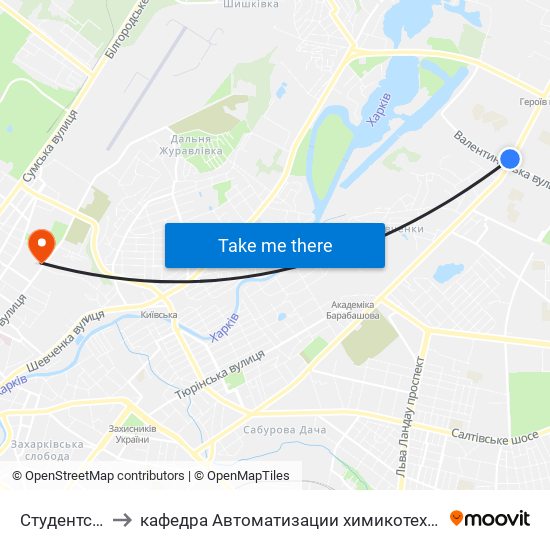 Студентська (Studentska) to кафедра Автоматизации химикотехнологических систем и экологического мониторинга map