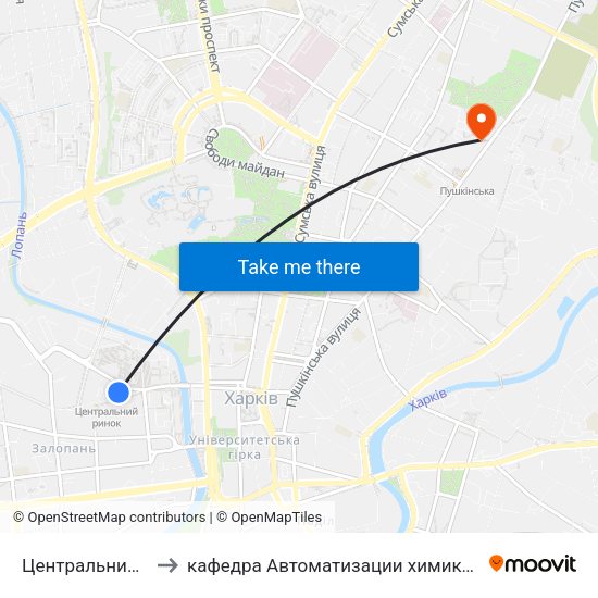 Центральний Ринок (Tsentralnyi Rynok) to кафедра Автоматизации химикотехнологических систем и экологического мониторинга map
