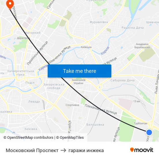 Московский Проспект to гаражи инжека map