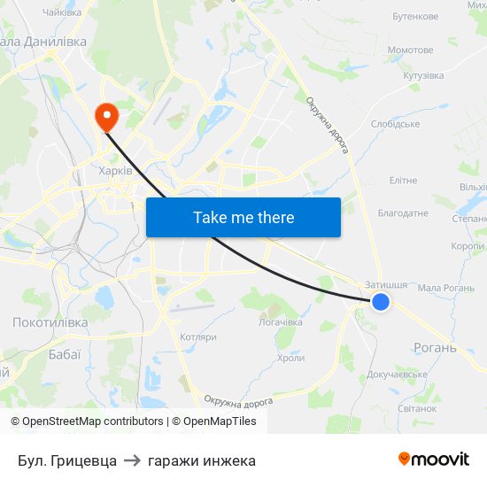 Бул. Грицевца to гаражи инжека map