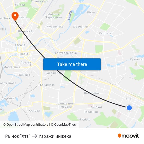 Рынок "Хтз" to гаражи инжека map