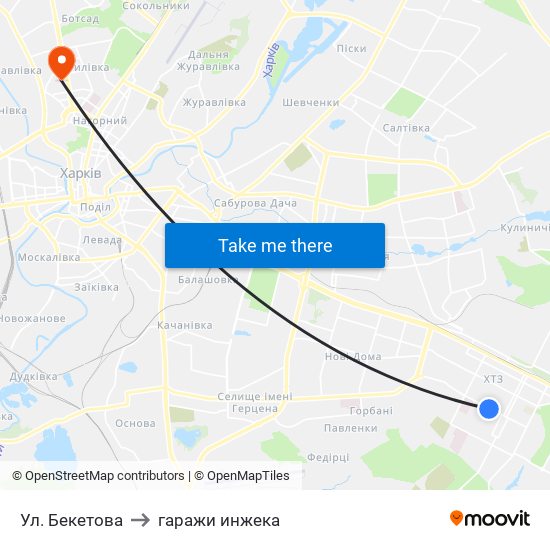 Ул. Бекетова to гаражи инжека map