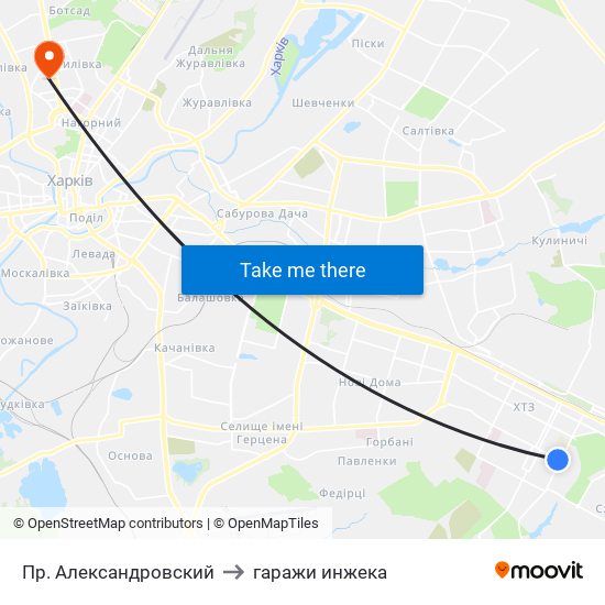 Пр. Александровский to гаражи инжека map