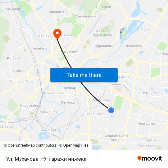 Ул. Мухачова to гаражи инжека map