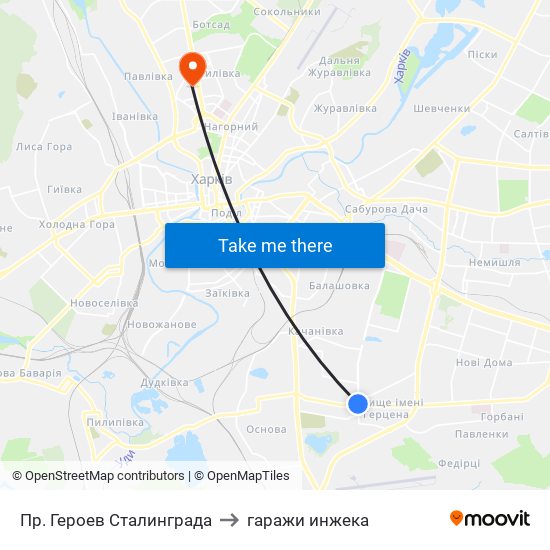 Пр. Героев Сталинграда to гаражи инжека map